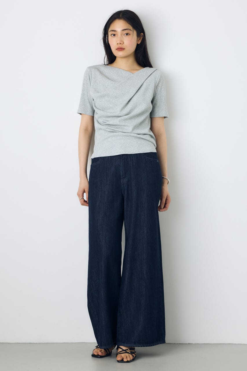 【接触冷感】ドレープ5分袖トップス T.GRY M