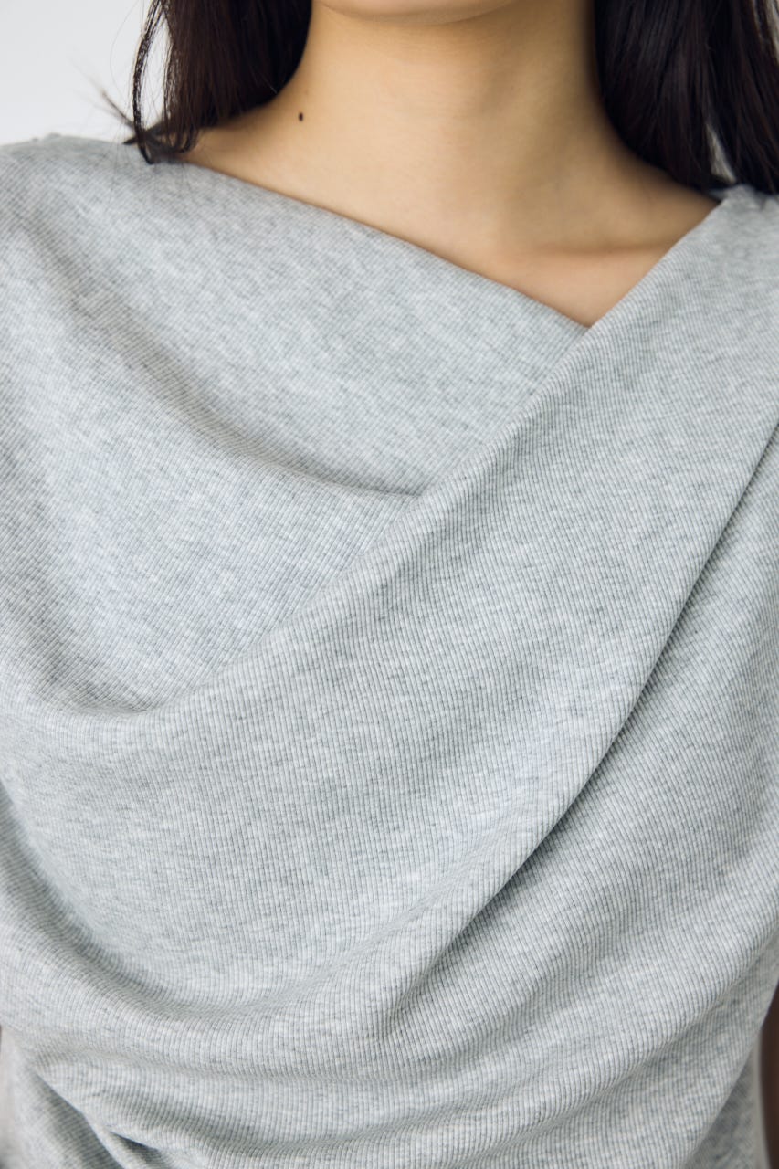 【接触冷感】ドレープ5分袖トップス T.GRY M