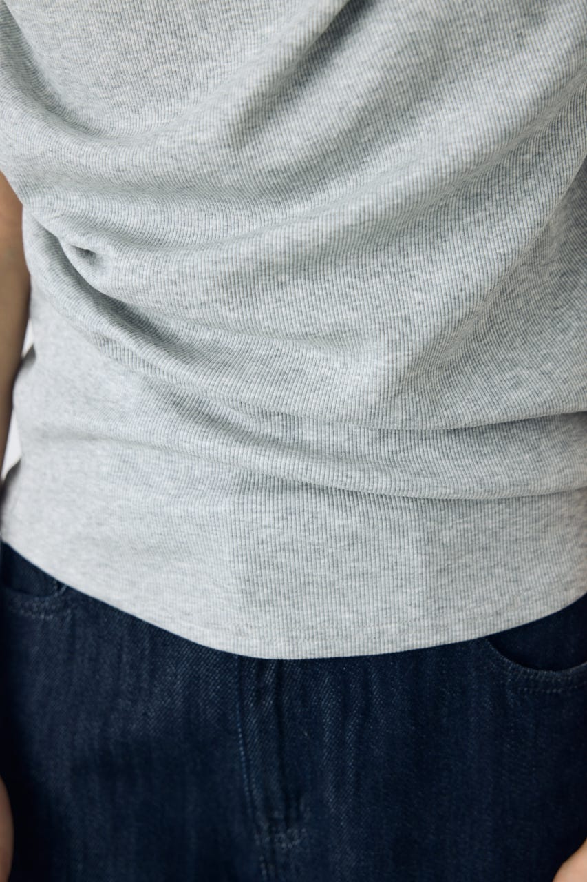 【接触冷感】ドレープ5分袖トップス T.GRY M
