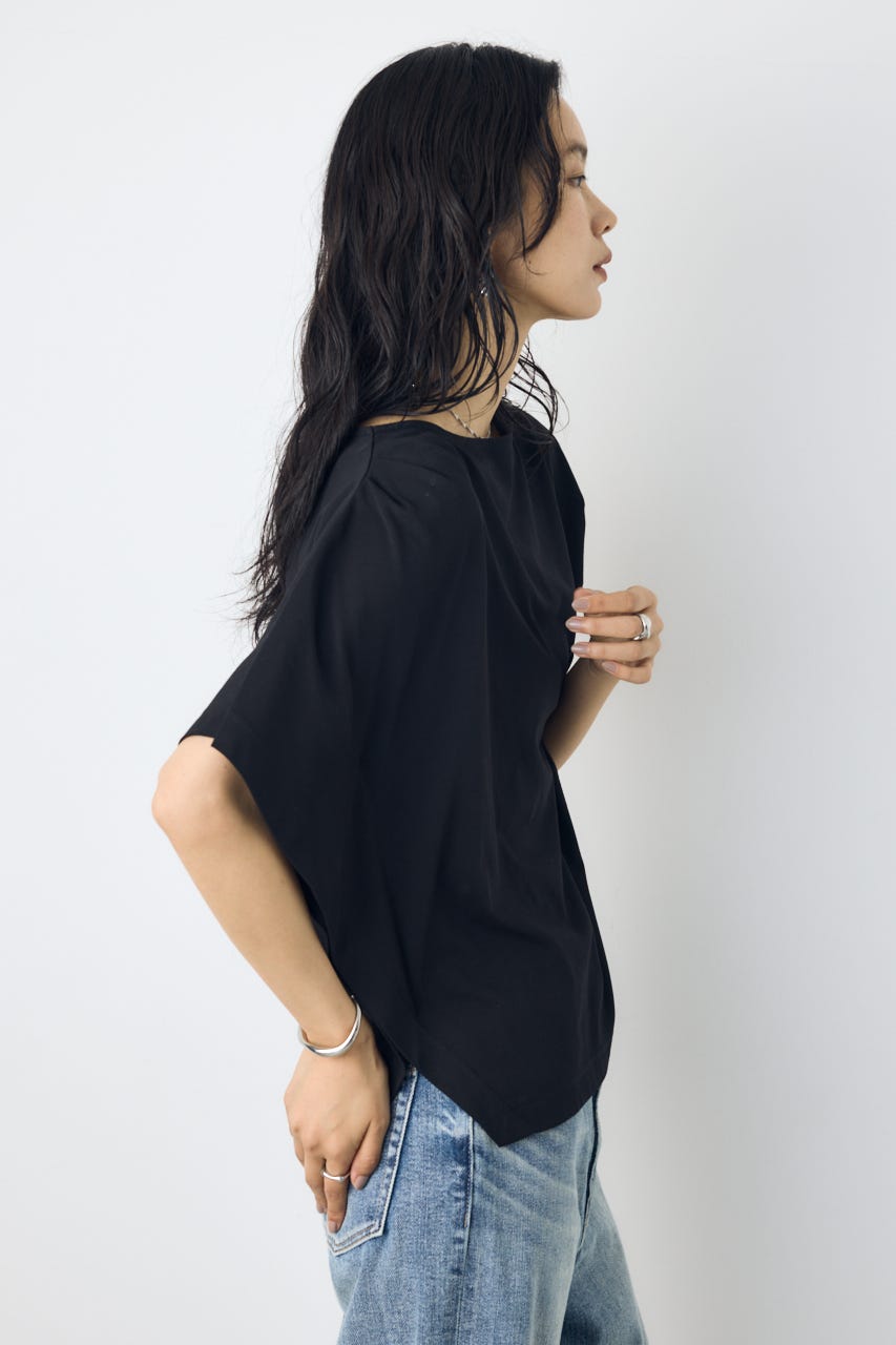 【接触冷感】アシンメトリードレープトップス BLK FREE