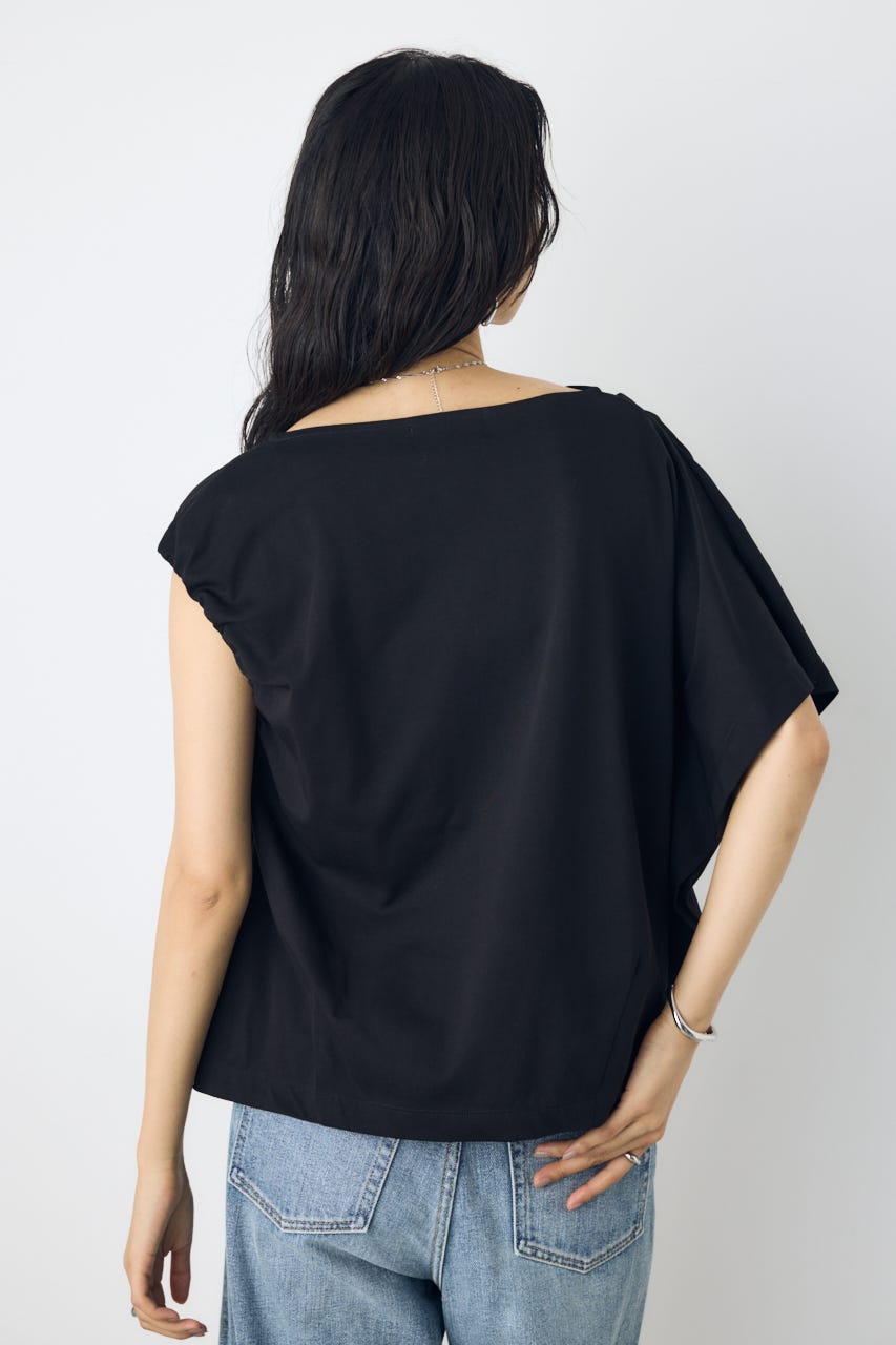 【接触冷感】アシンメトリードレープトップス BLK FREE