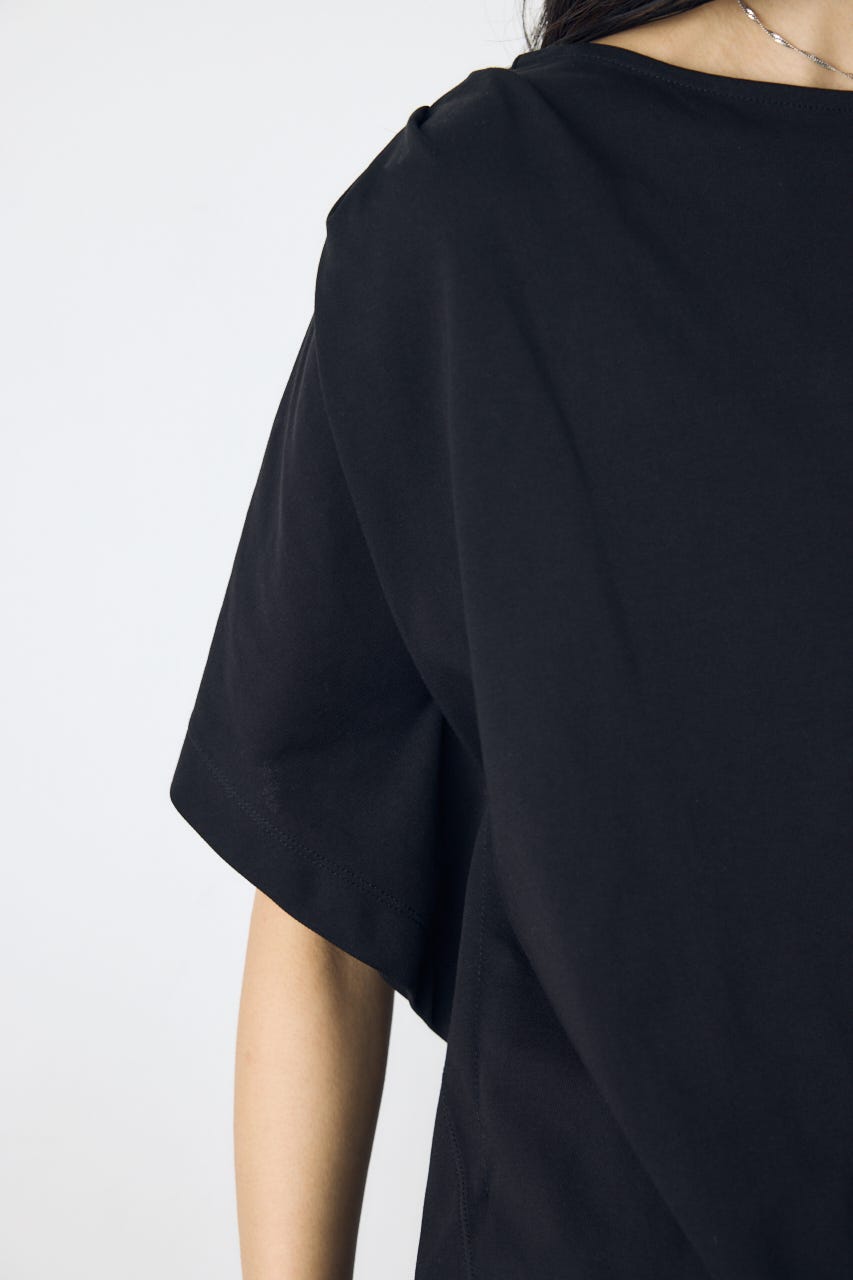 【接触冷感】アシンメトリードレープトップス BLK FREE