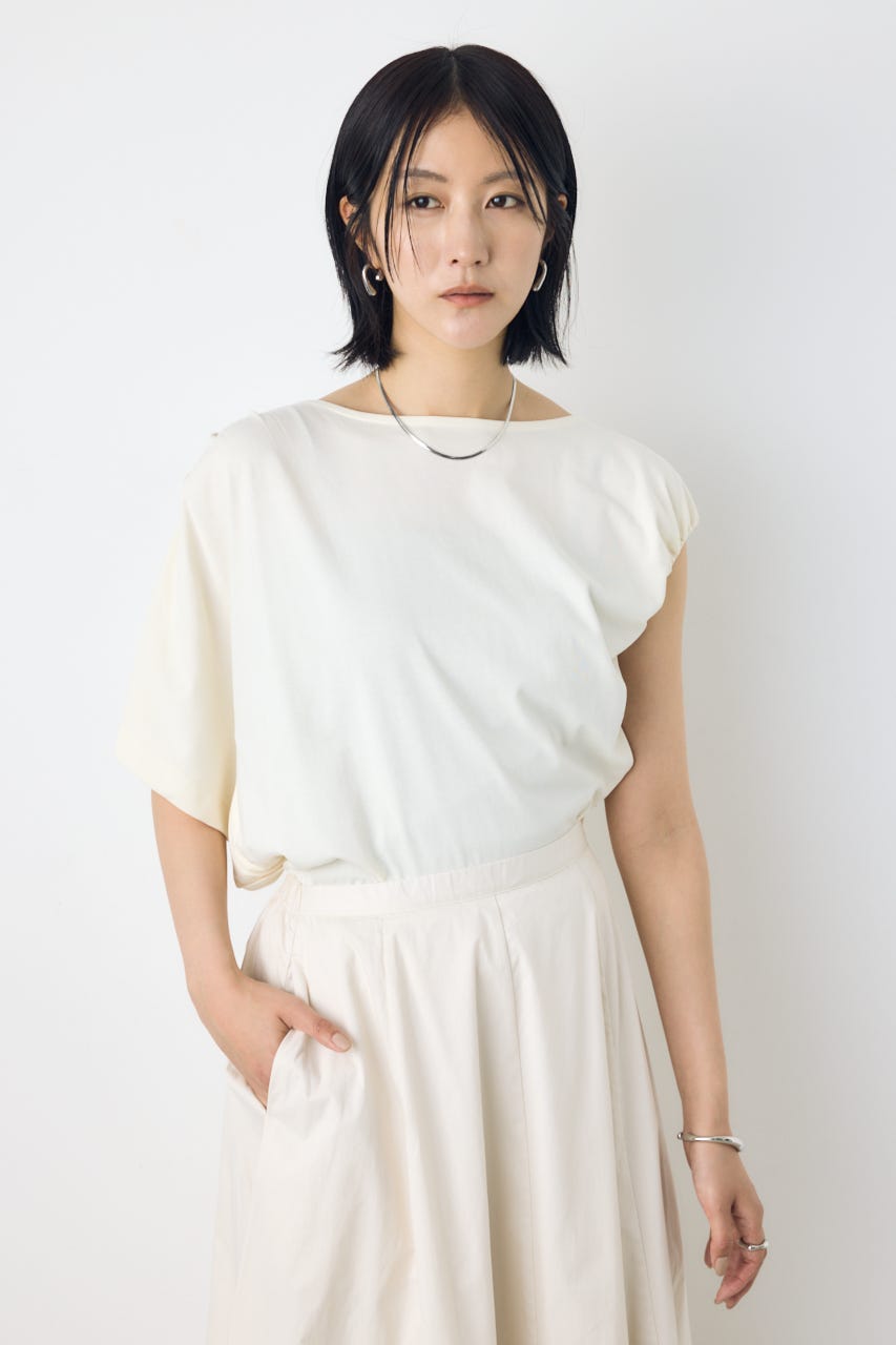 【接触冷感】アシンメトリードレープトップス O/WHT FREE