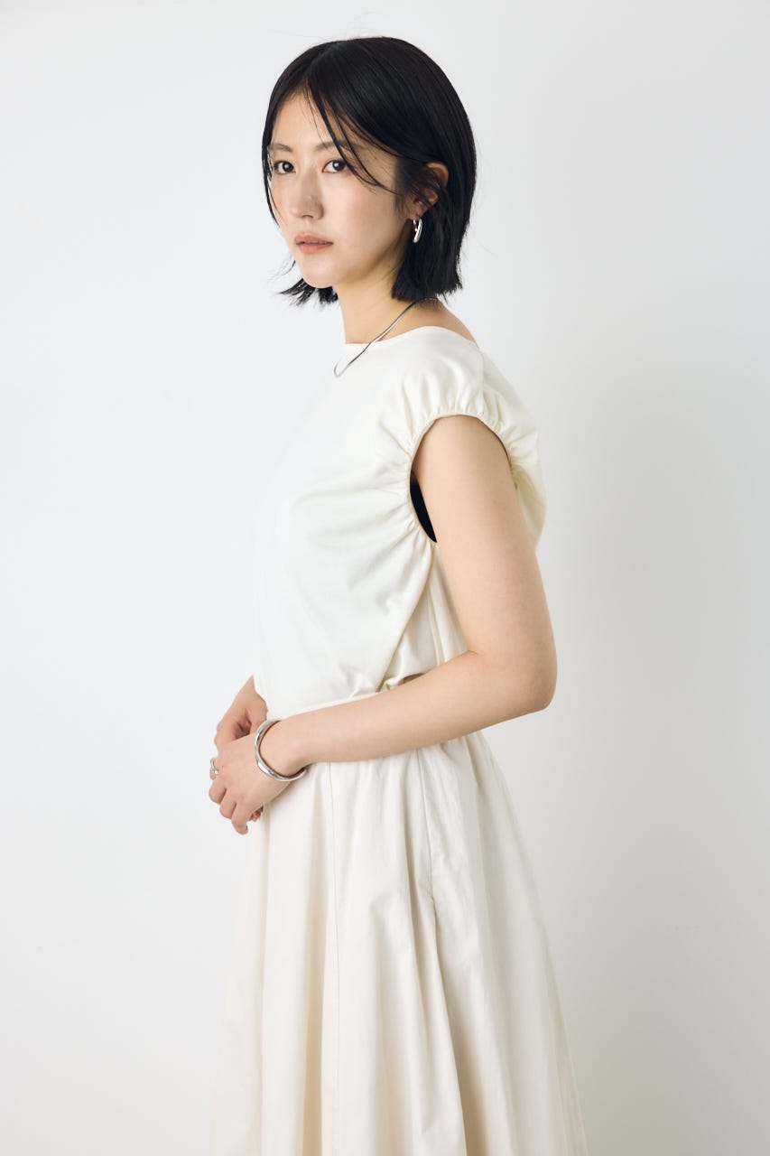 【接触冷感】アシンメトリードレープトップス O/WHT FREE