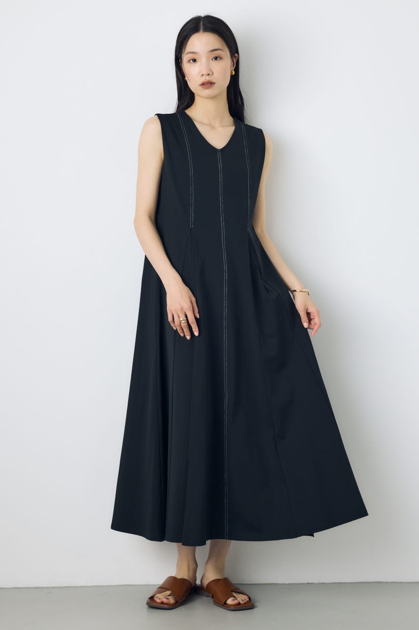 ステッチフレアカットワンピース BLK M