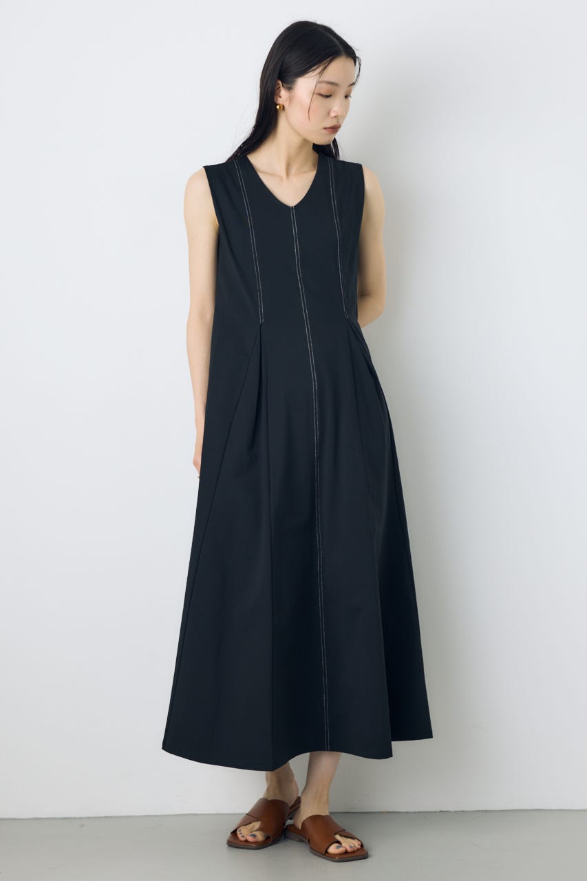 ステッチフレアカットワンピース BLK M