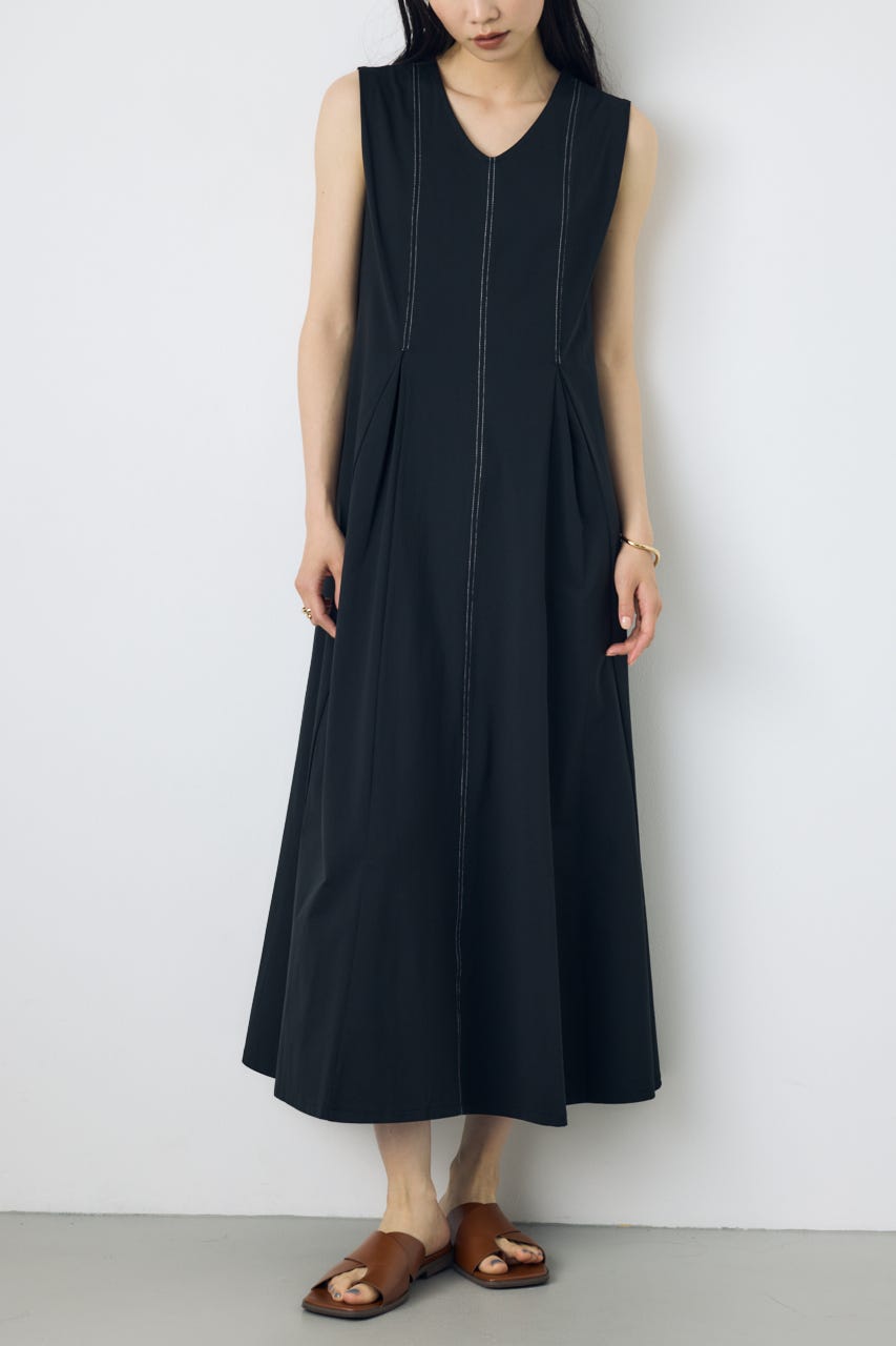 ステッチフレアカットワンピース BLK M