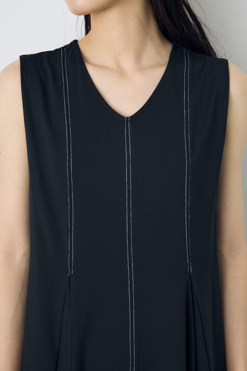 ステッチフレアカットワンピース BLK M