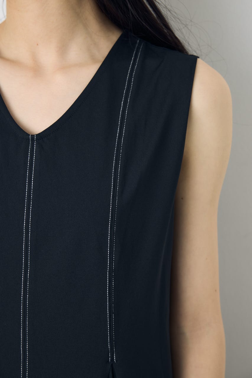 ステッチフレアカットワンピース BLK M