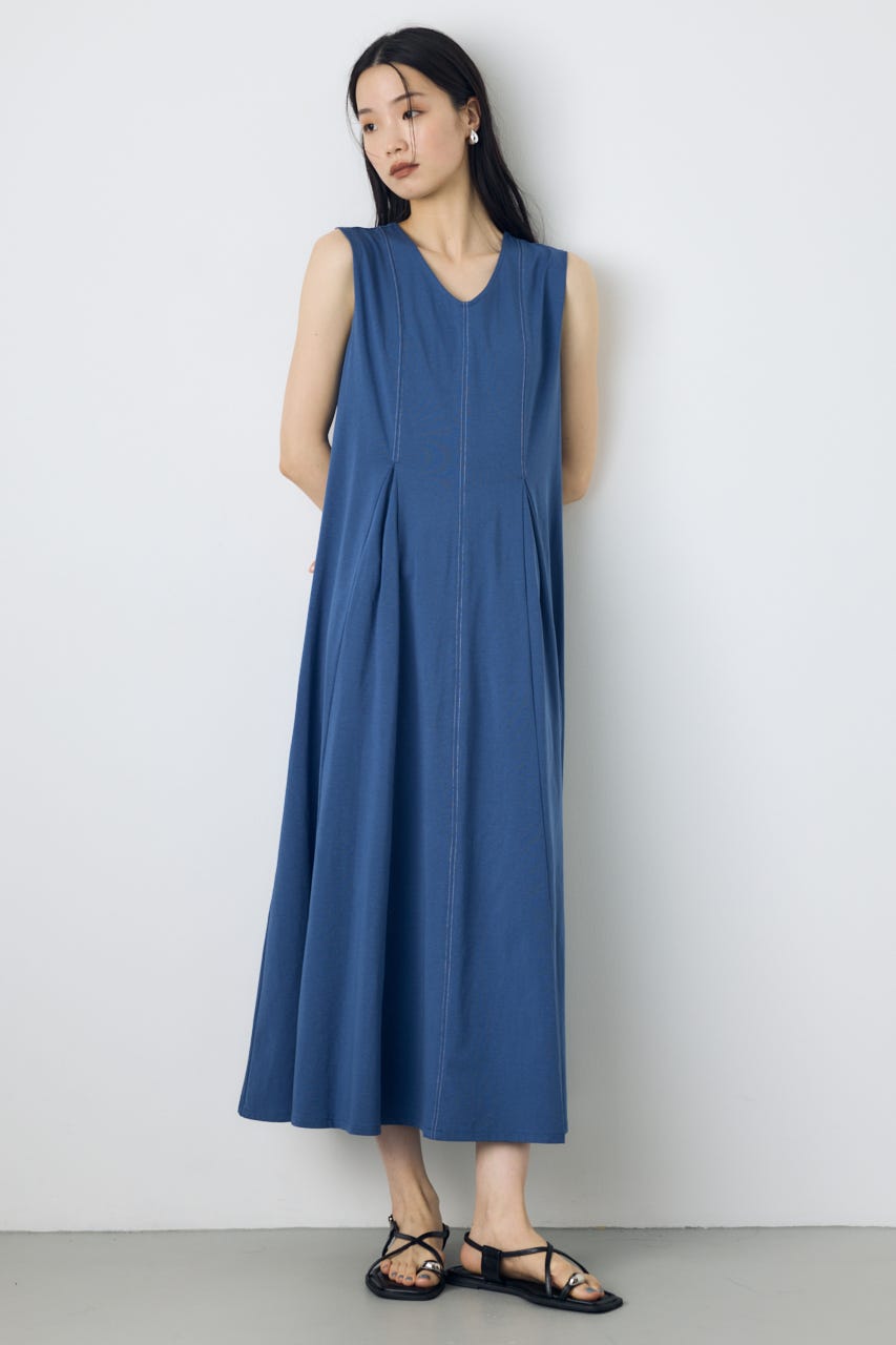 ステッチフレアカットワンピース BLU S