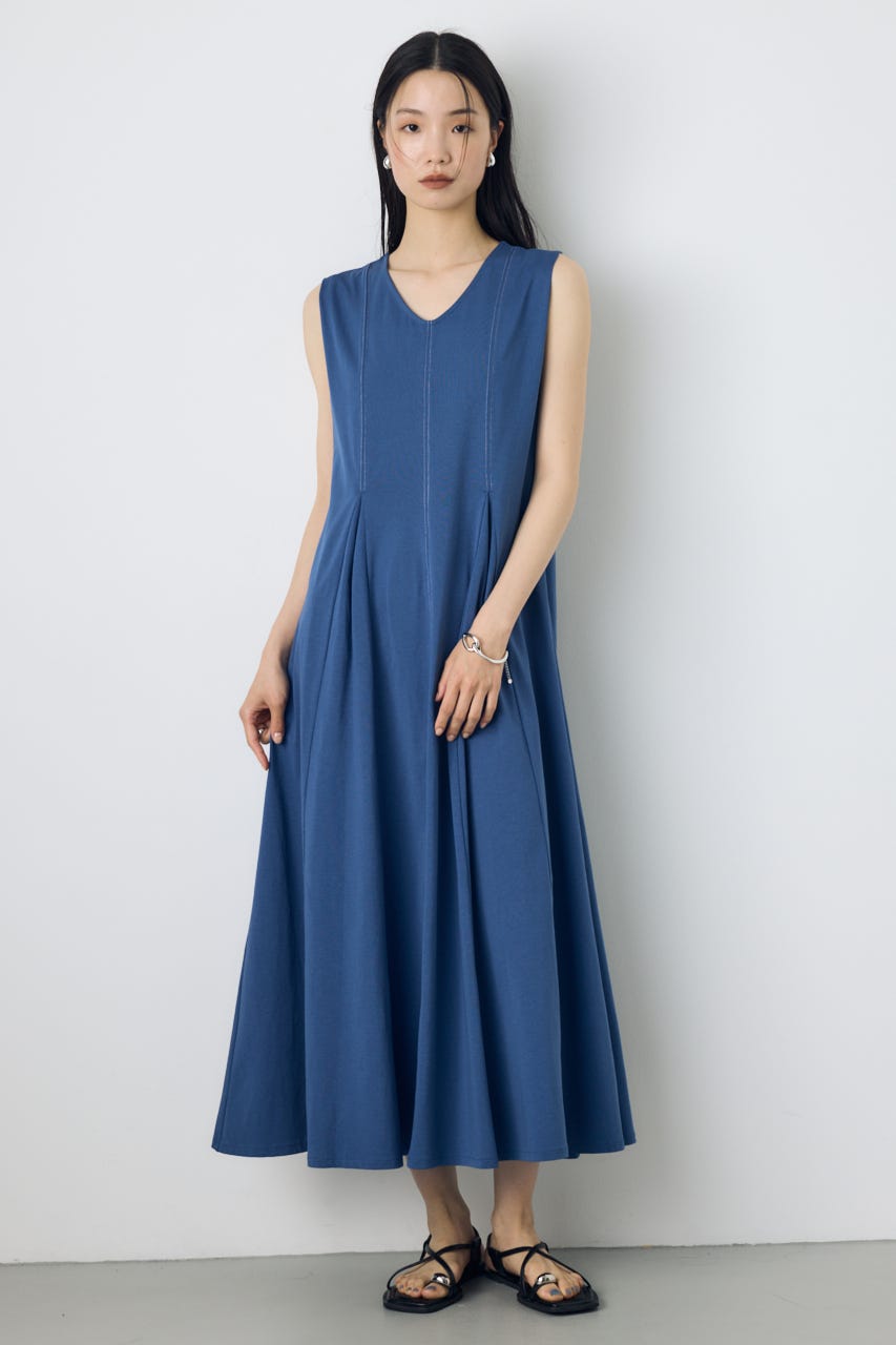 ステッチフレアカットワンピース BLU S