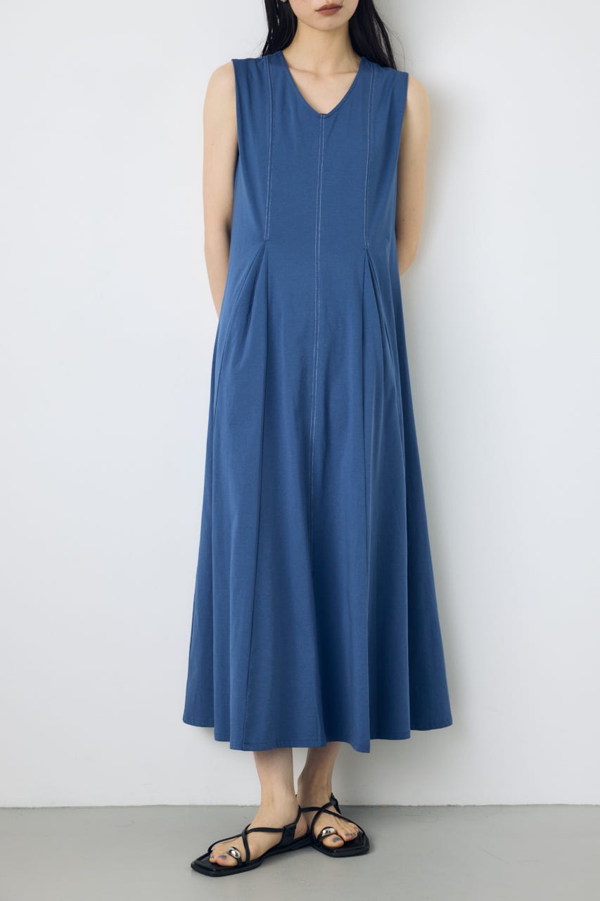 ステッチフレアカットワンピース BLU S