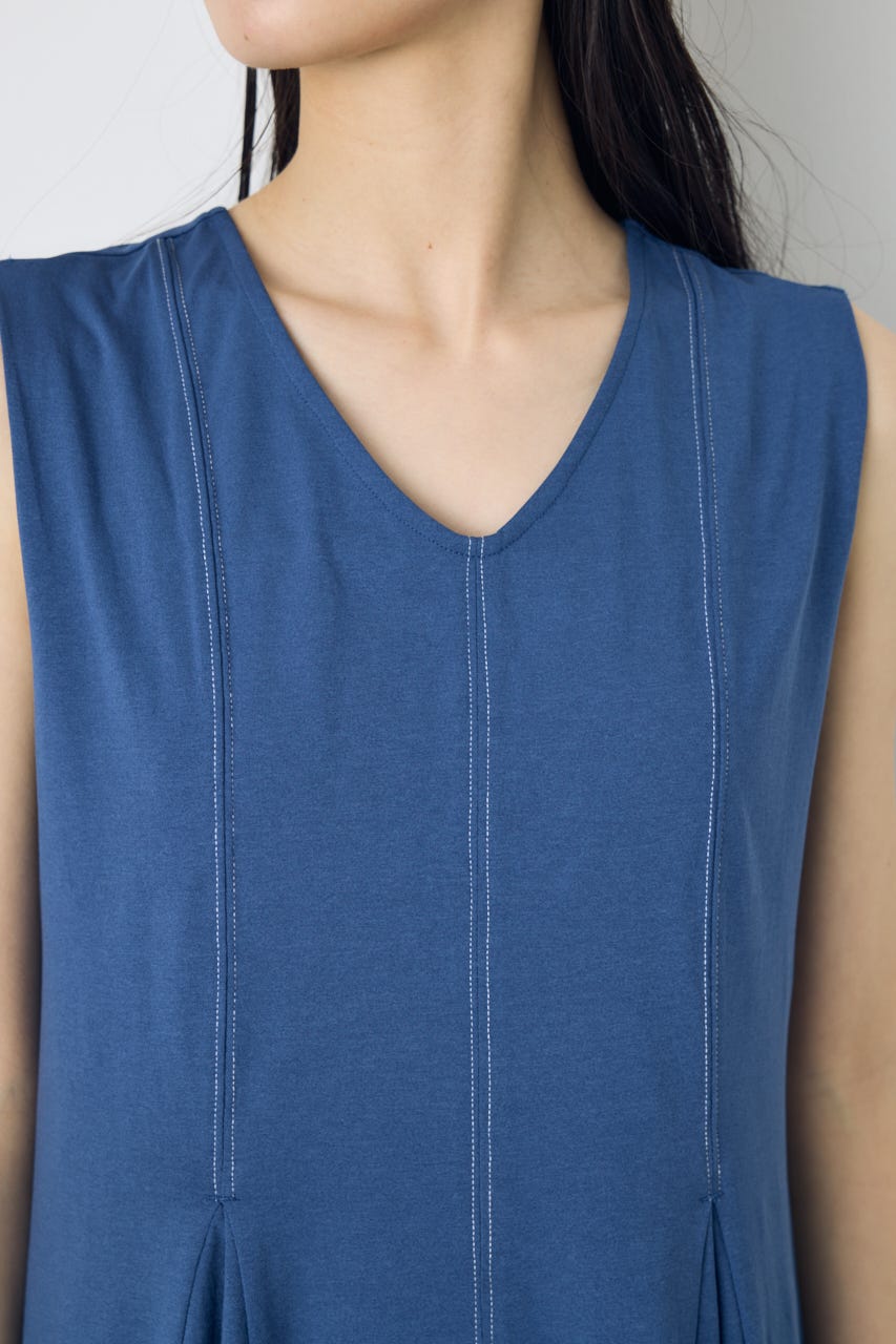 ステッチフレアカットワンピース BLU S