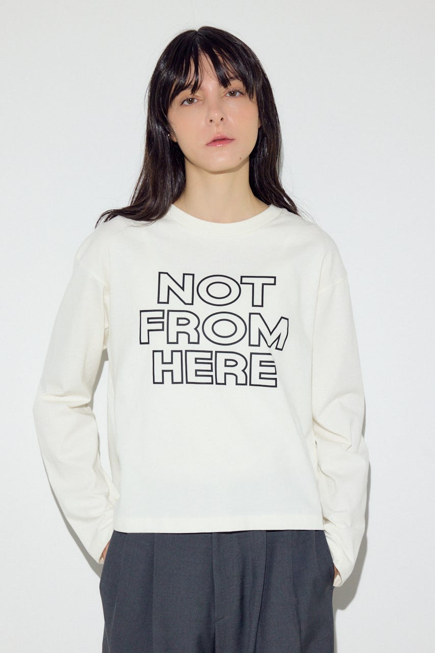 NOT FROMロゴロングTシャツ O/WHT S