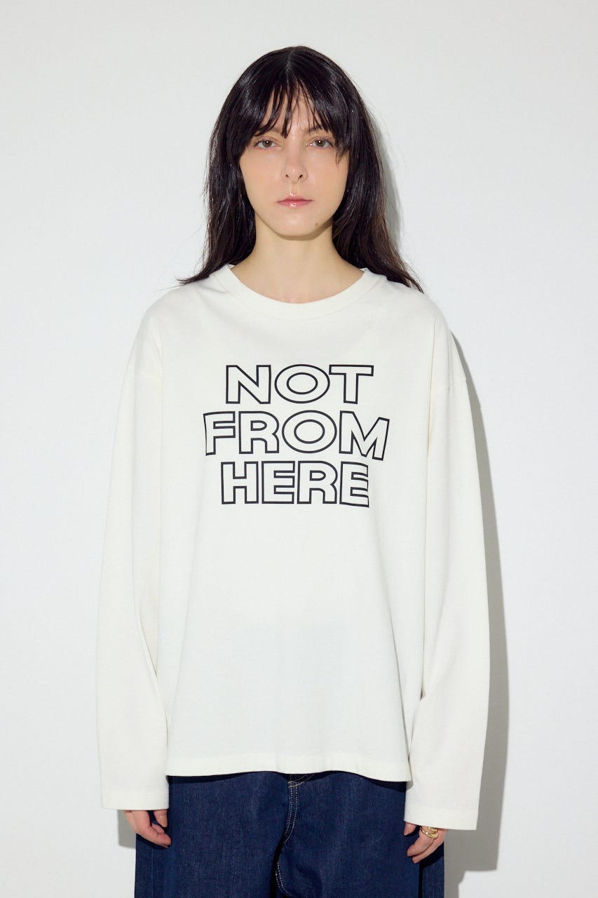 NOT FROMロゴロングTシャツ O/WHT S
