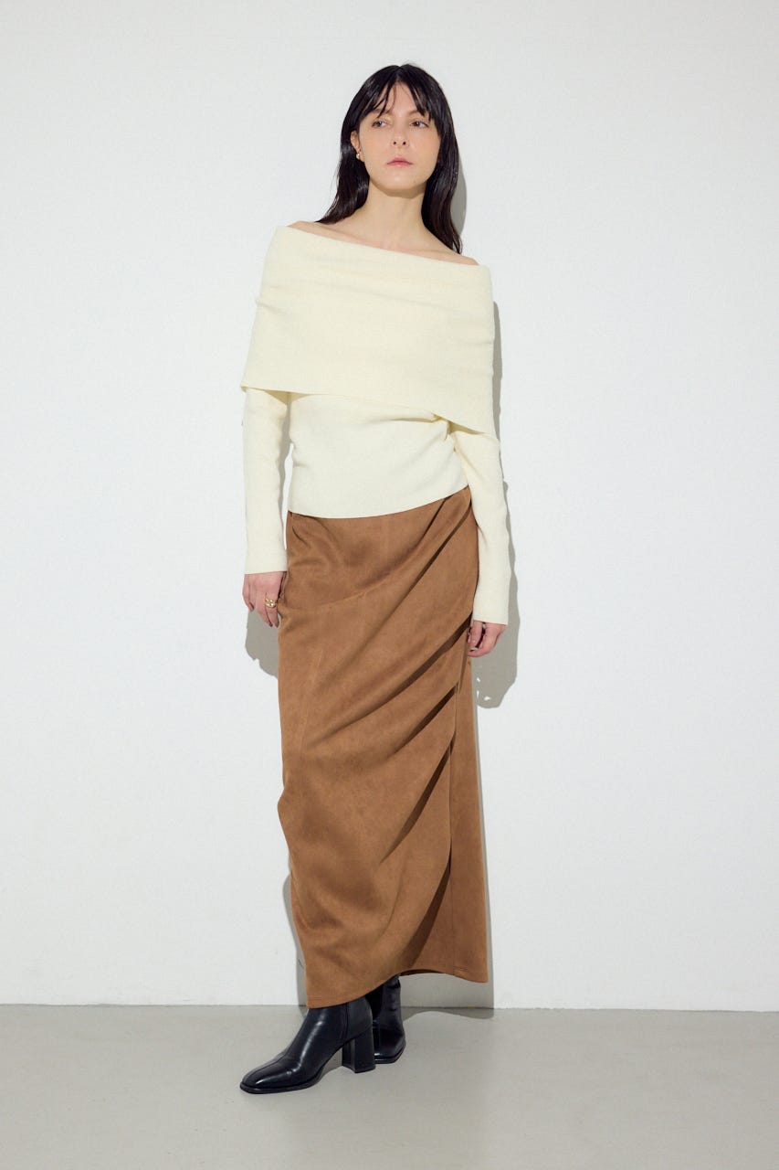 フェイクスエードタックスカート BEG M