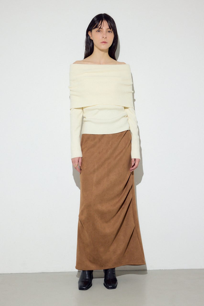 フェイクスエードタックスカート BEG M