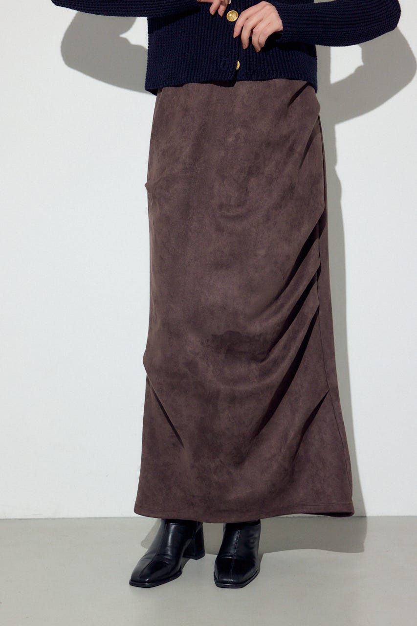 フェイクスエードタックスカート BRN S