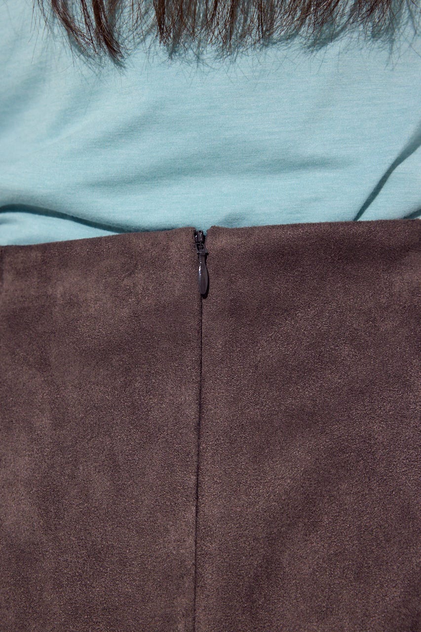 フェイクスエードタックスカート BRN S