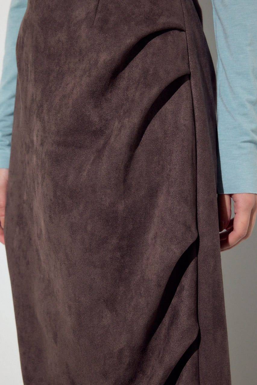 フェイクスエードタックスカート BRN S