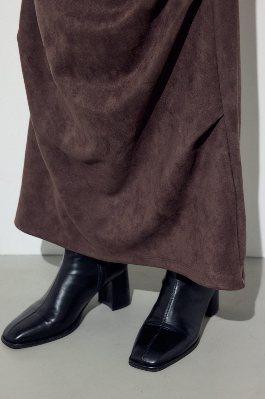 フェイクスエードタックスカート BRN S