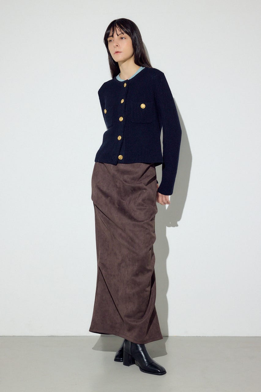 フェイクスエードタックスカート BRN S