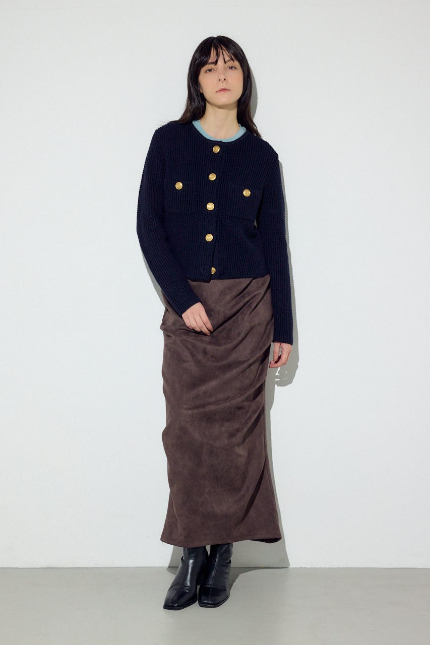 フェイクスエードタックスカート BRN S