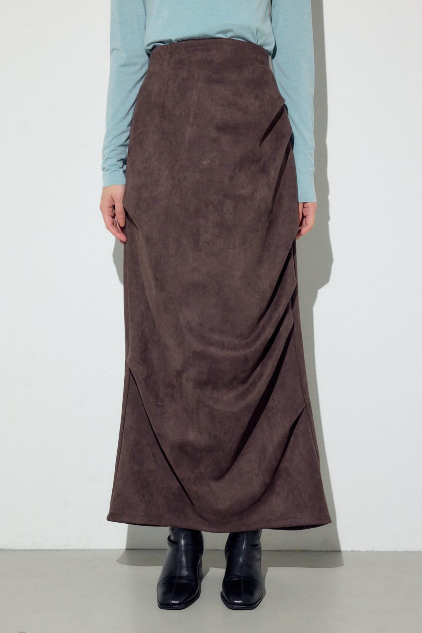 フェイクスエードタックスカート BRN S