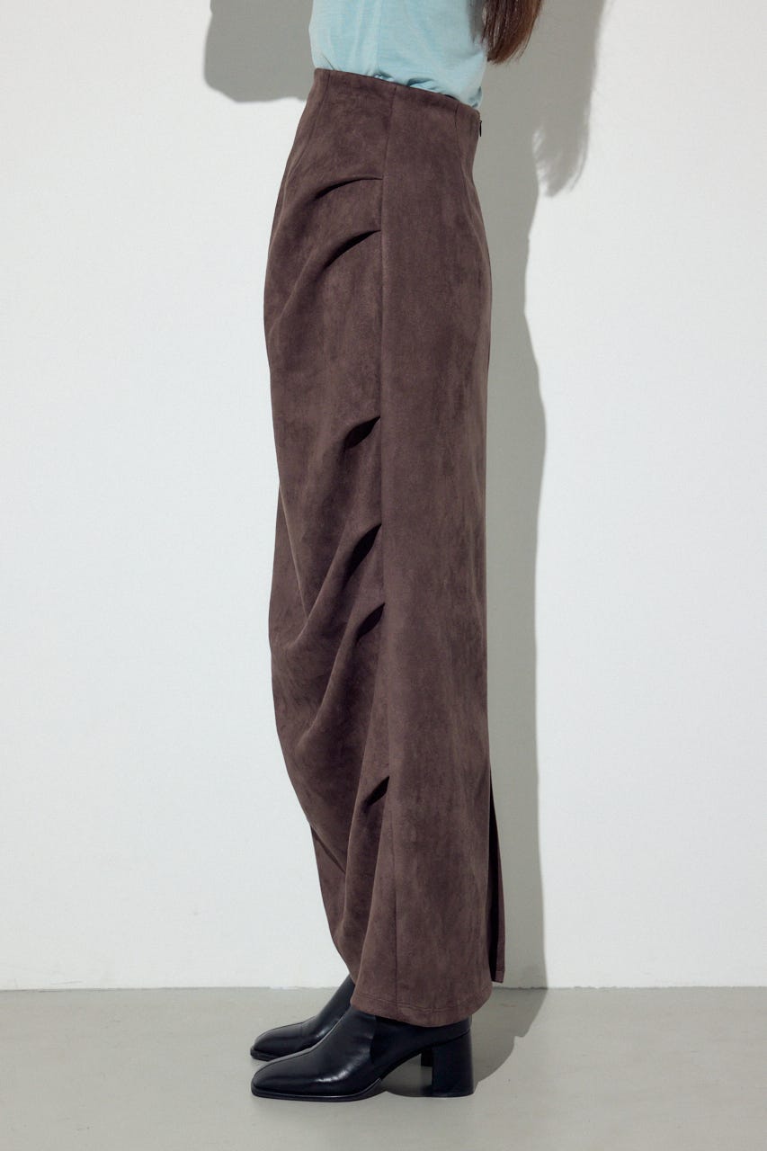 フェイクスエードタックスカート BRN S