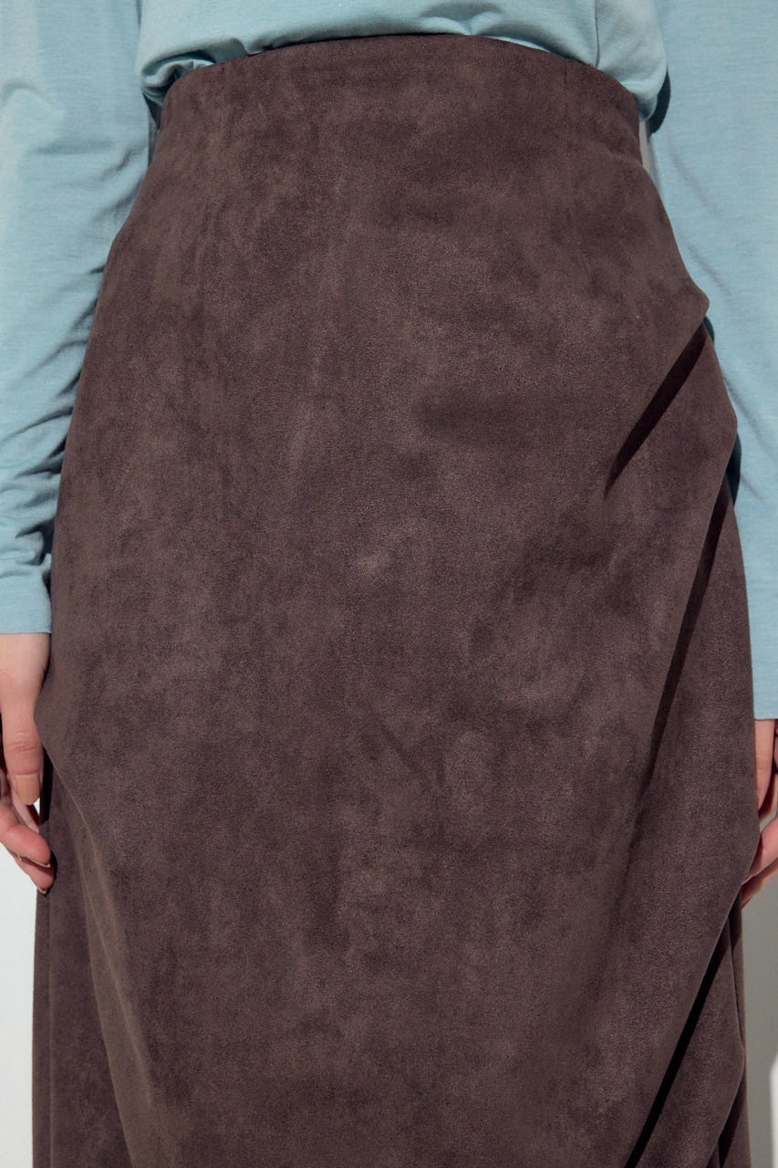 フェイクスエードタックスカート BRN S
