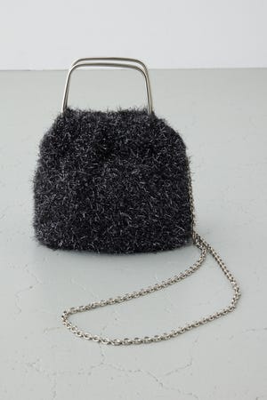 ラメシャギーメタルハンドルバッグ