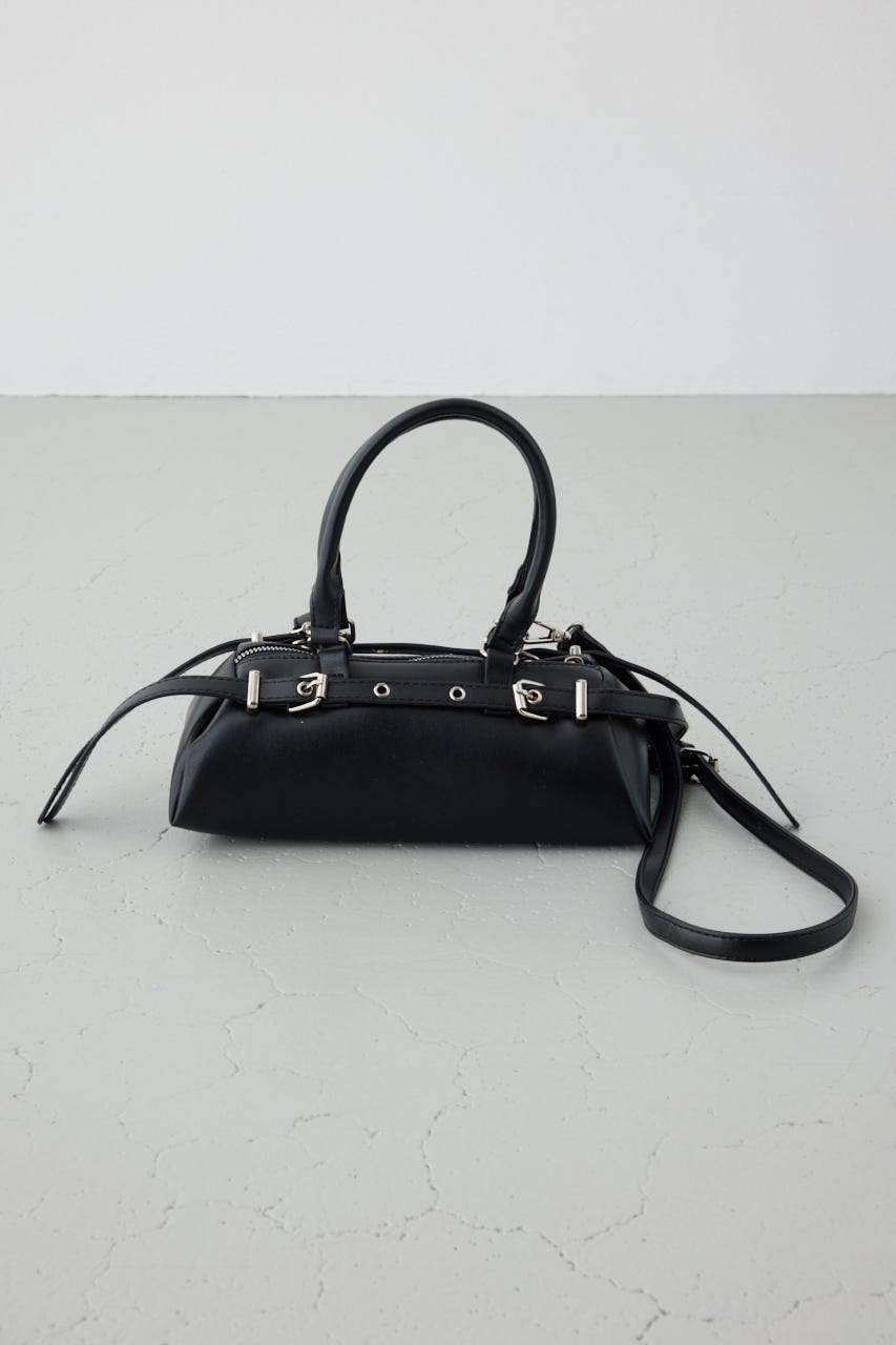 ベルトデザインレクタングルハンドバッグ BLK FREE