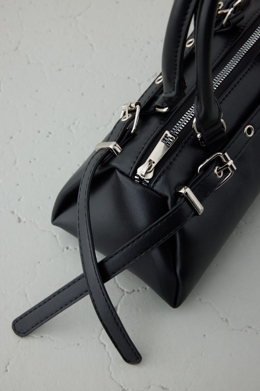 ベルトデザインレクタングルハンドバッグ BLK FREE