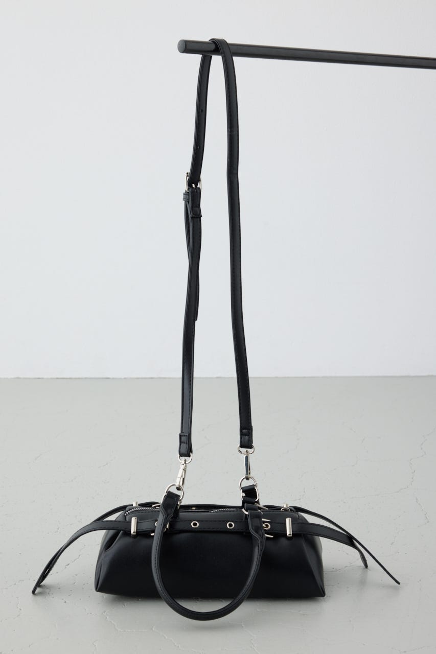 ベルトデザインレクタングルハンドバッグ BLK FREE