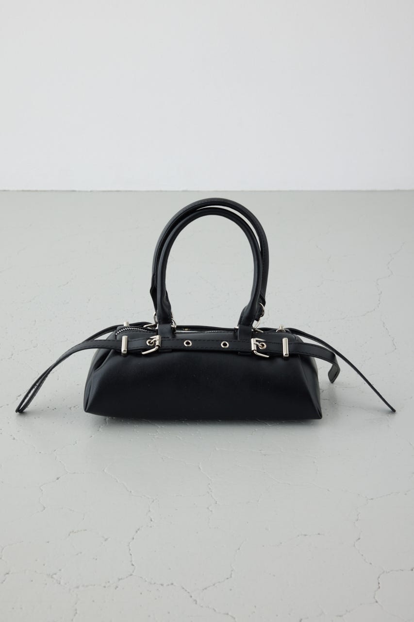 ベルトデザインレクタングルハンドバッグ BLK FREE