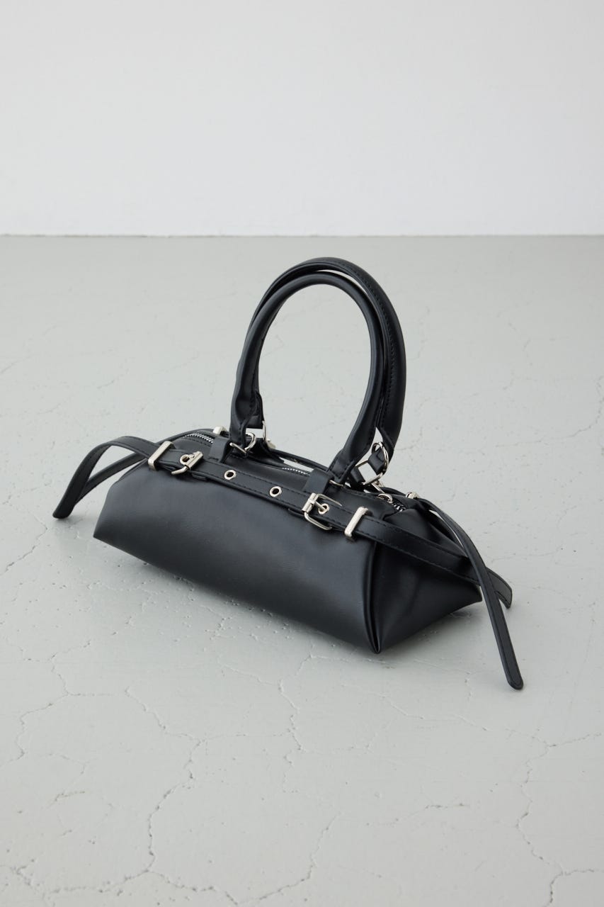 ベルトデザインレクタングルハンドバッグ BLK FREE