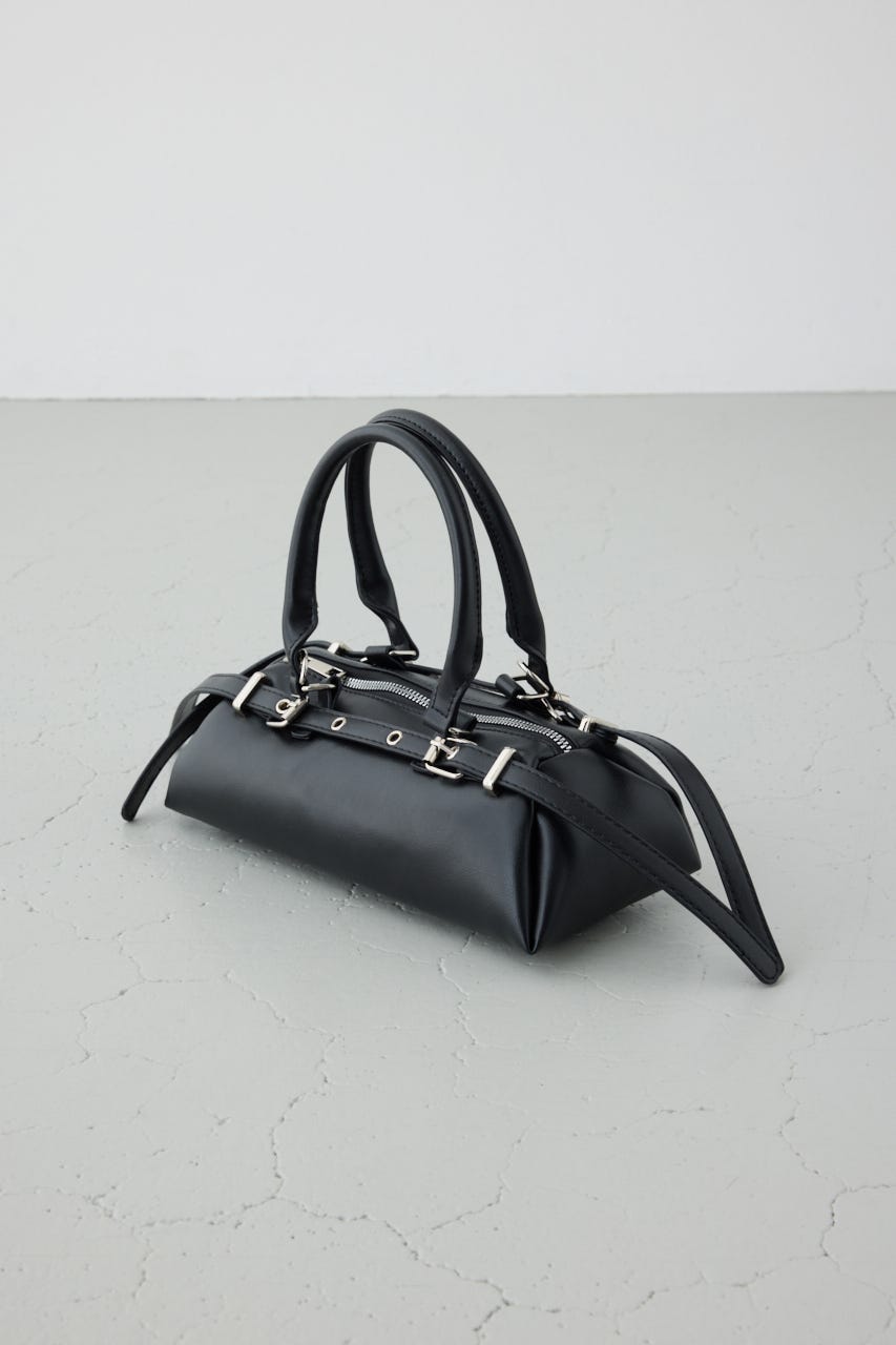 ベルトデザインレクタングルハンドバッグ BLK FREE