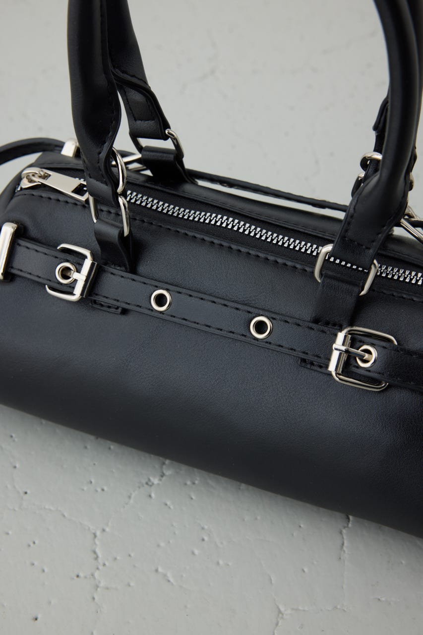 ベルトデザインレクタングルハンドバッグ BLK FREE