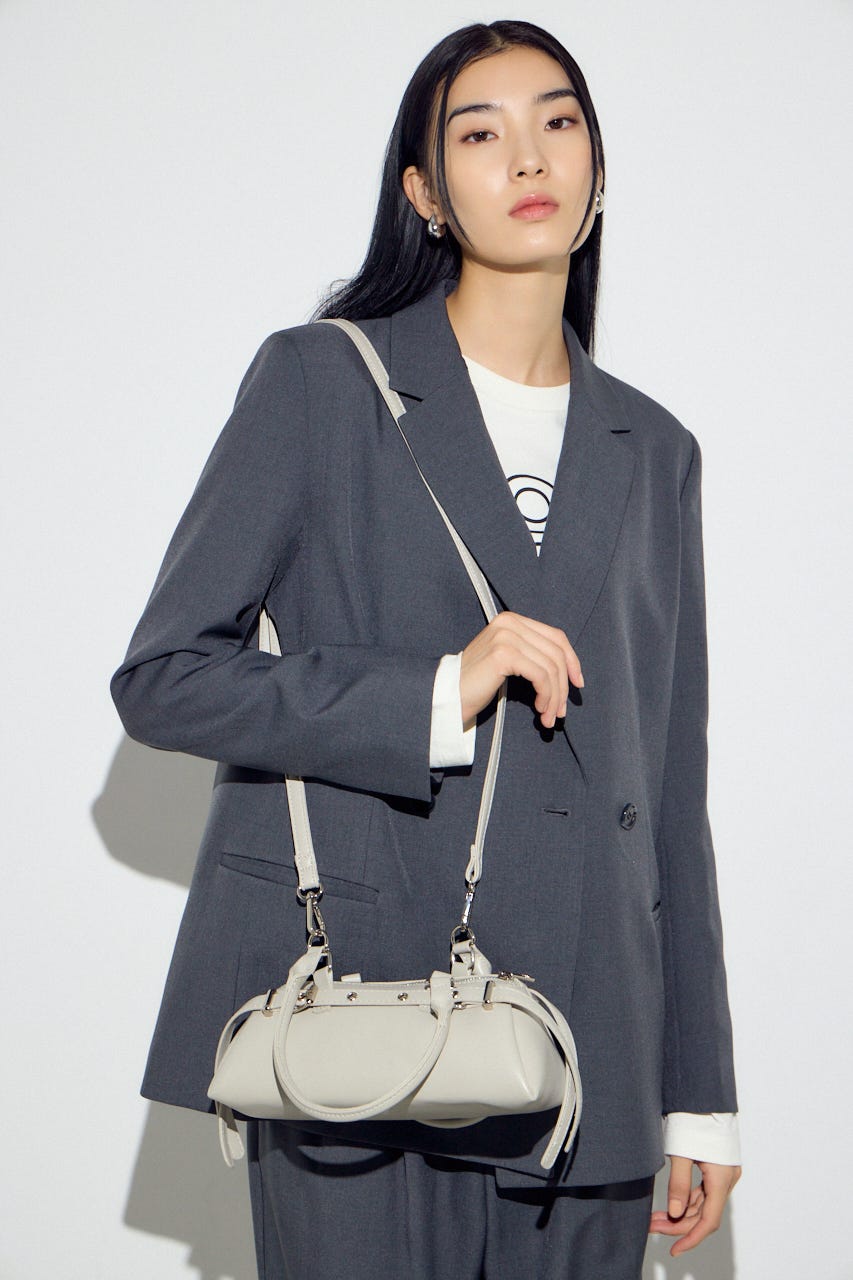 ベルトデザインレクタングルハンドバッグ GREIGE FREE