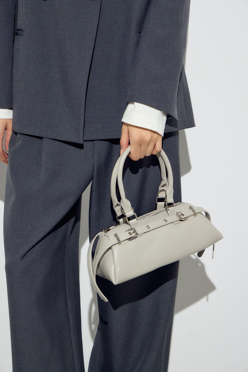 ベルトデザインレクタングルハンドバッグ GREIGE FREE