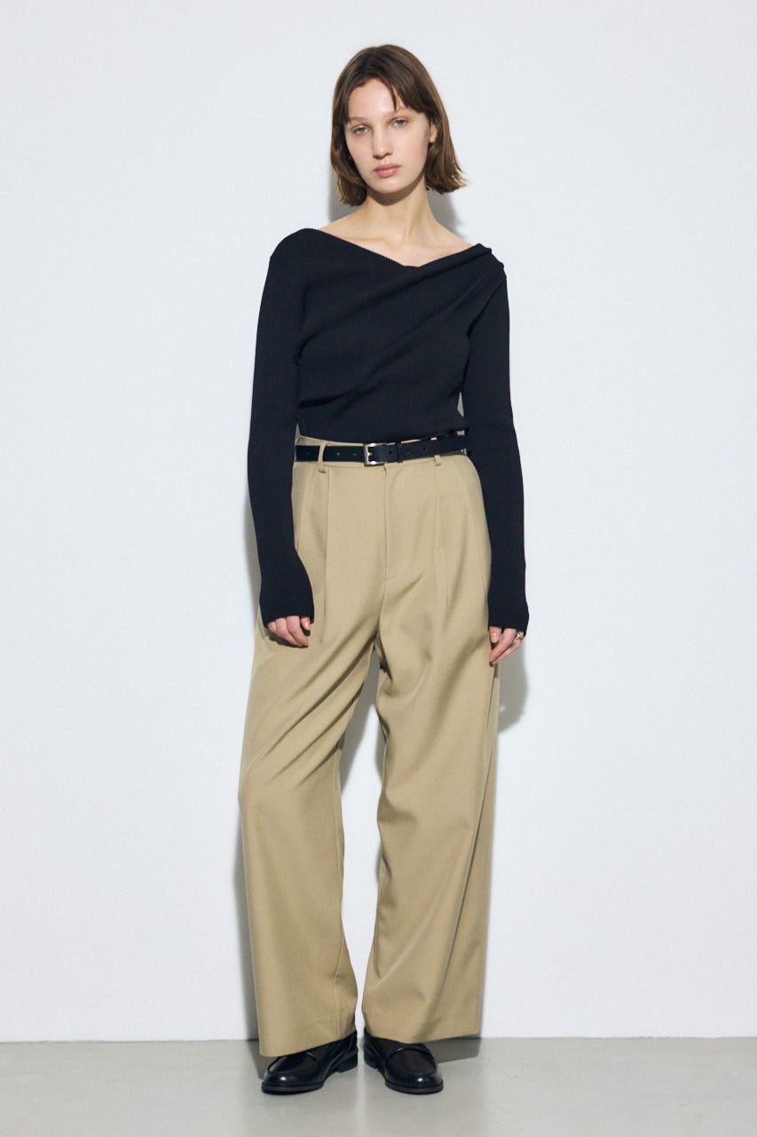 ドレープ長袖ニットトップス BLK FREE