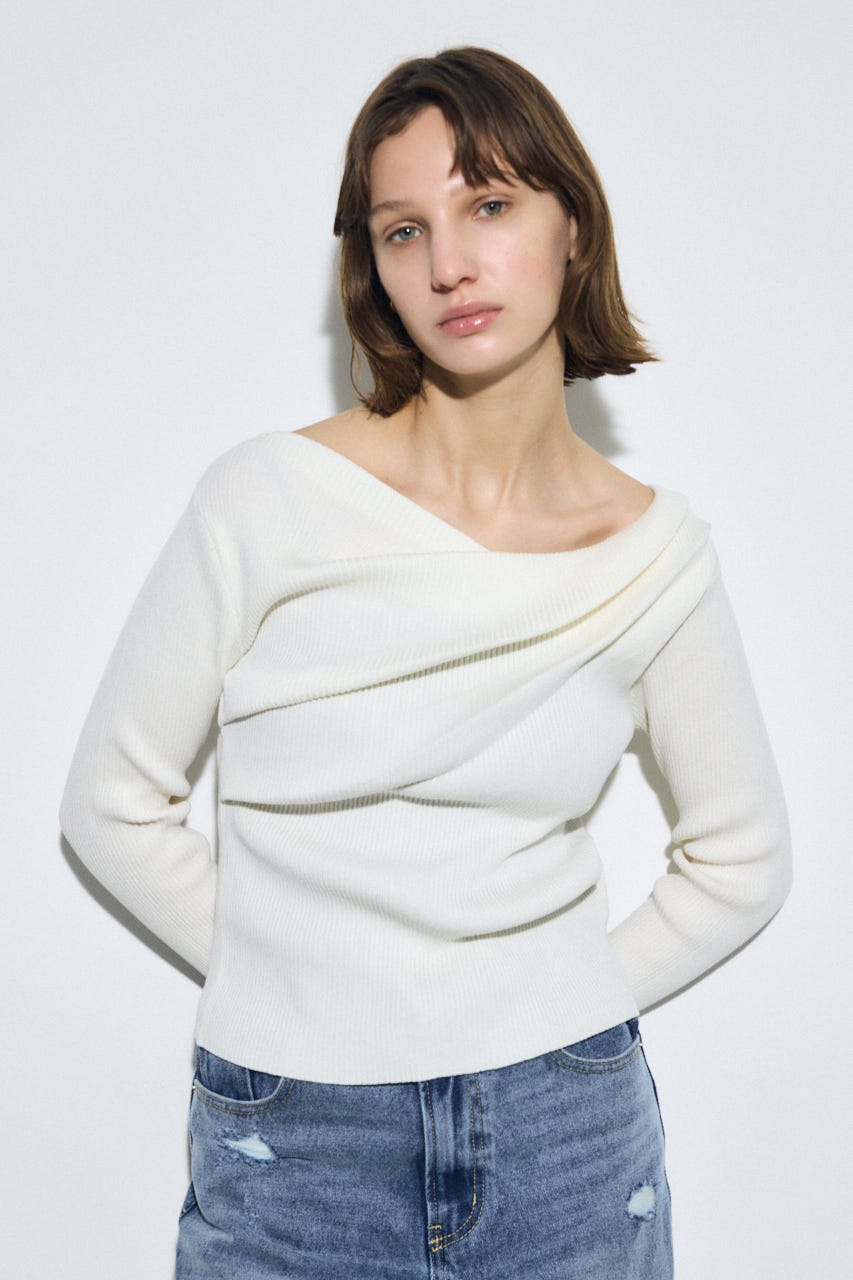 ドレープ長袖ニットトップス IVOY FREE