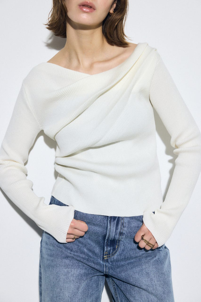 ドレープ長袖ニットトップス IVOY FREE