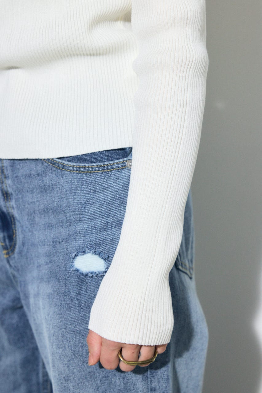 ドレープ長袖ニットトップス IVOY FREE