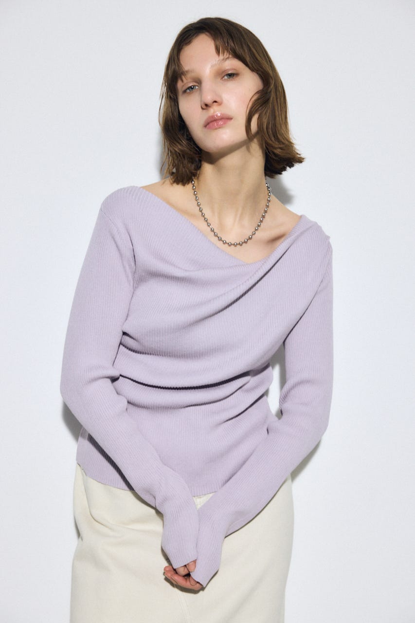 ドレープ長袖ニットトップス L/PUR FREE