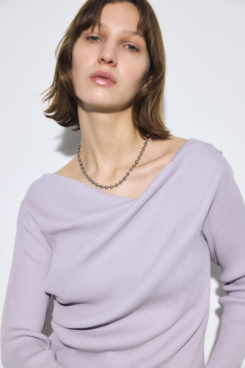 ドレープ長袖ニットトップス L/PUR FREE