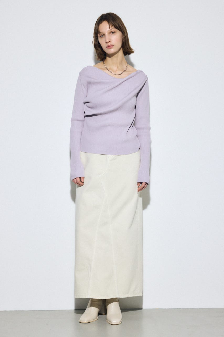 ドレープ長袖ニットトップス L/PUR FREE