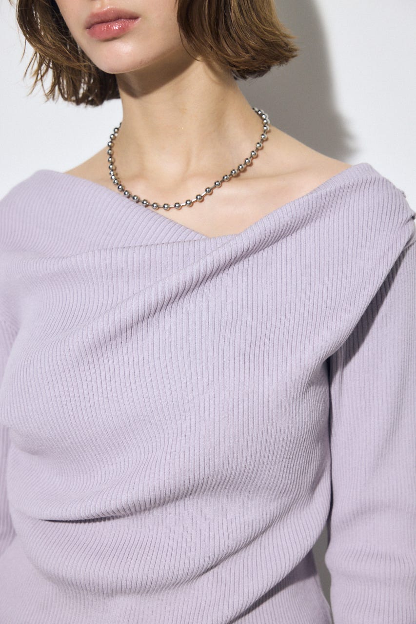 ドレープ長袖ニットトップス L/PUR FREE