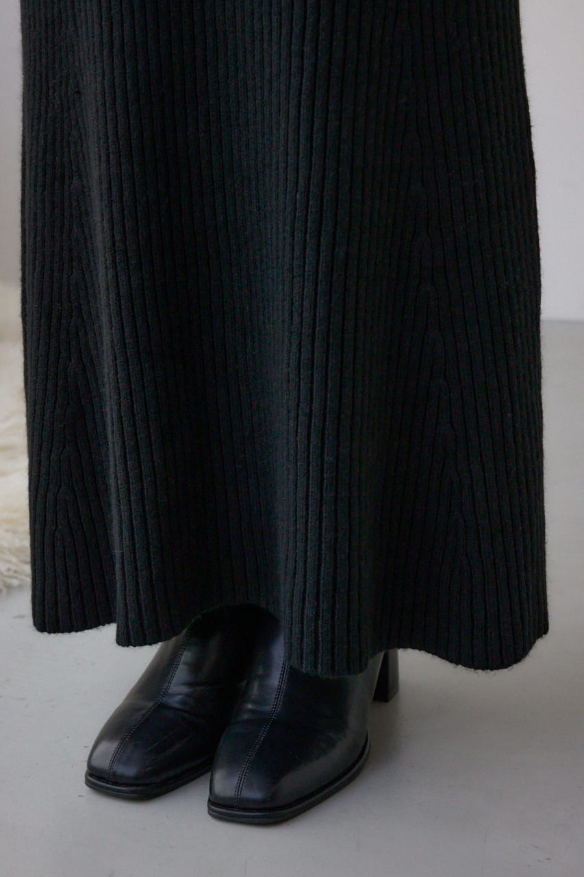 オフショルロングニットワンピース BLK M