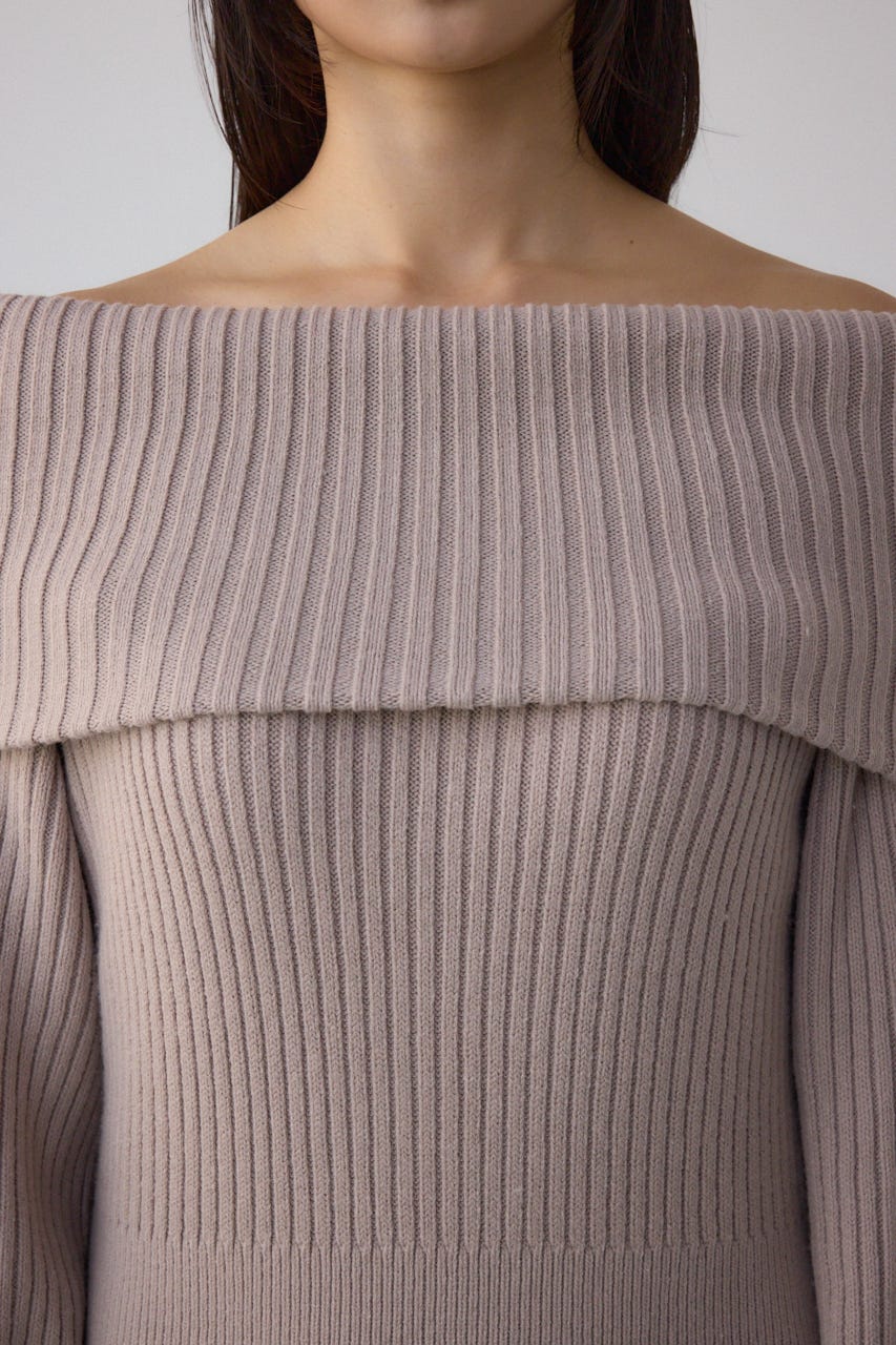 オフショルロングニットワンピース GREIGE S